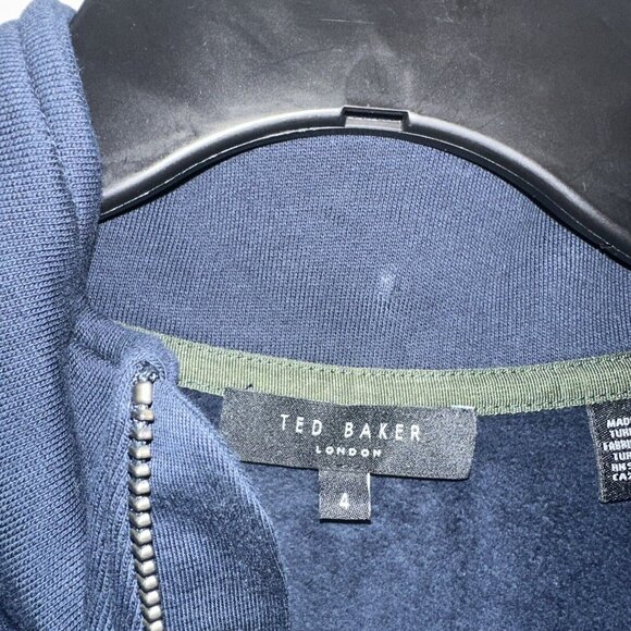 Ted Baker London Men’s Navy 1/2 Zip Preppy Pullover Casual Sweater Size 4 - Picture 5 of 12